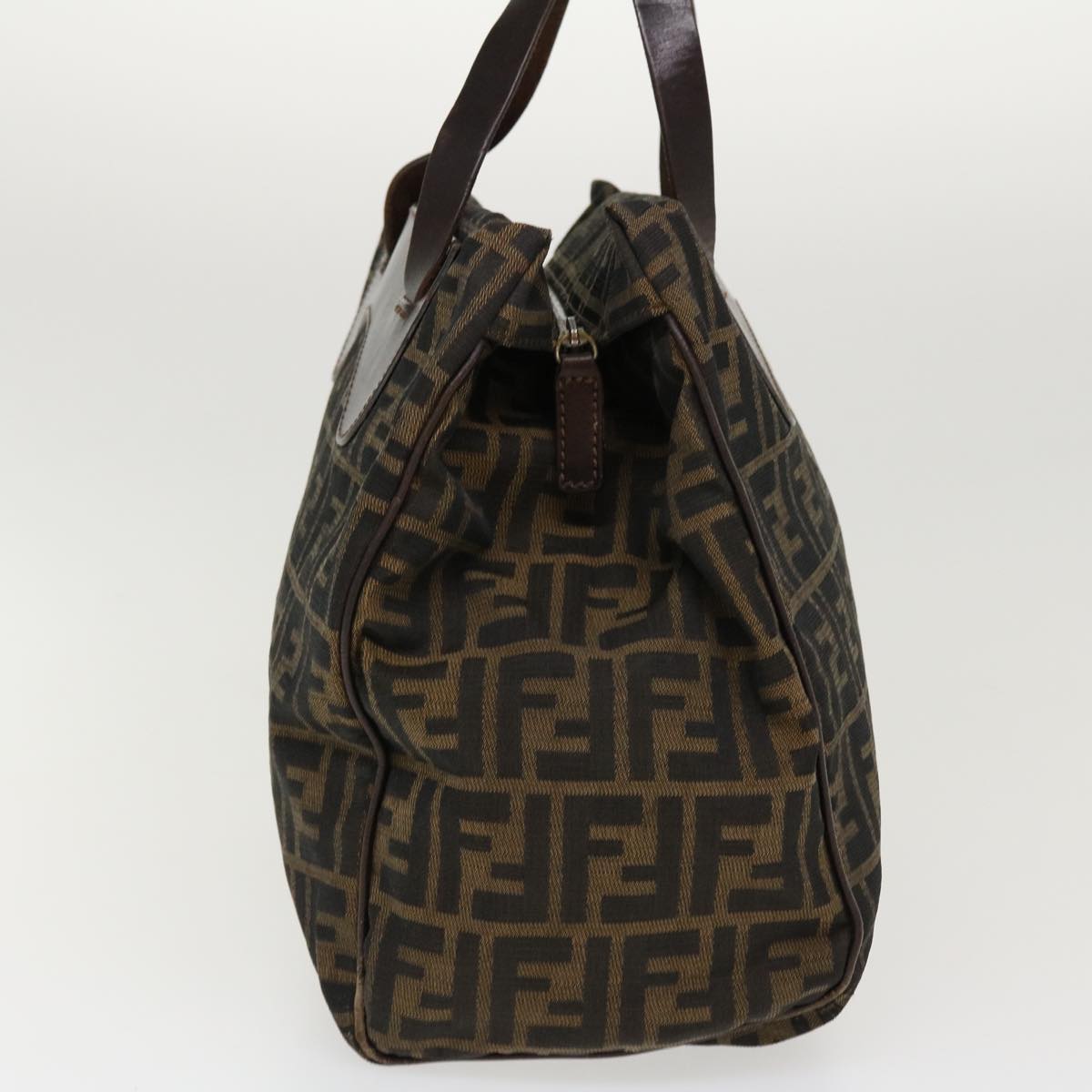 FENDI Zucca Canvas Hand Bag Nylon Brown Black rd4508