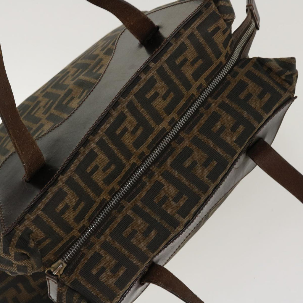 FENDI Zucca Canvas Hand Bag Nylon Brown Black rd4508