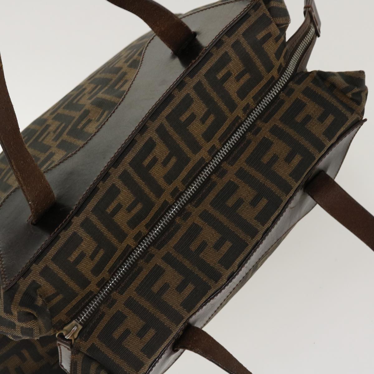 FENDI Zucca Canvas Hand Bag Nylon Brown Black rd4508