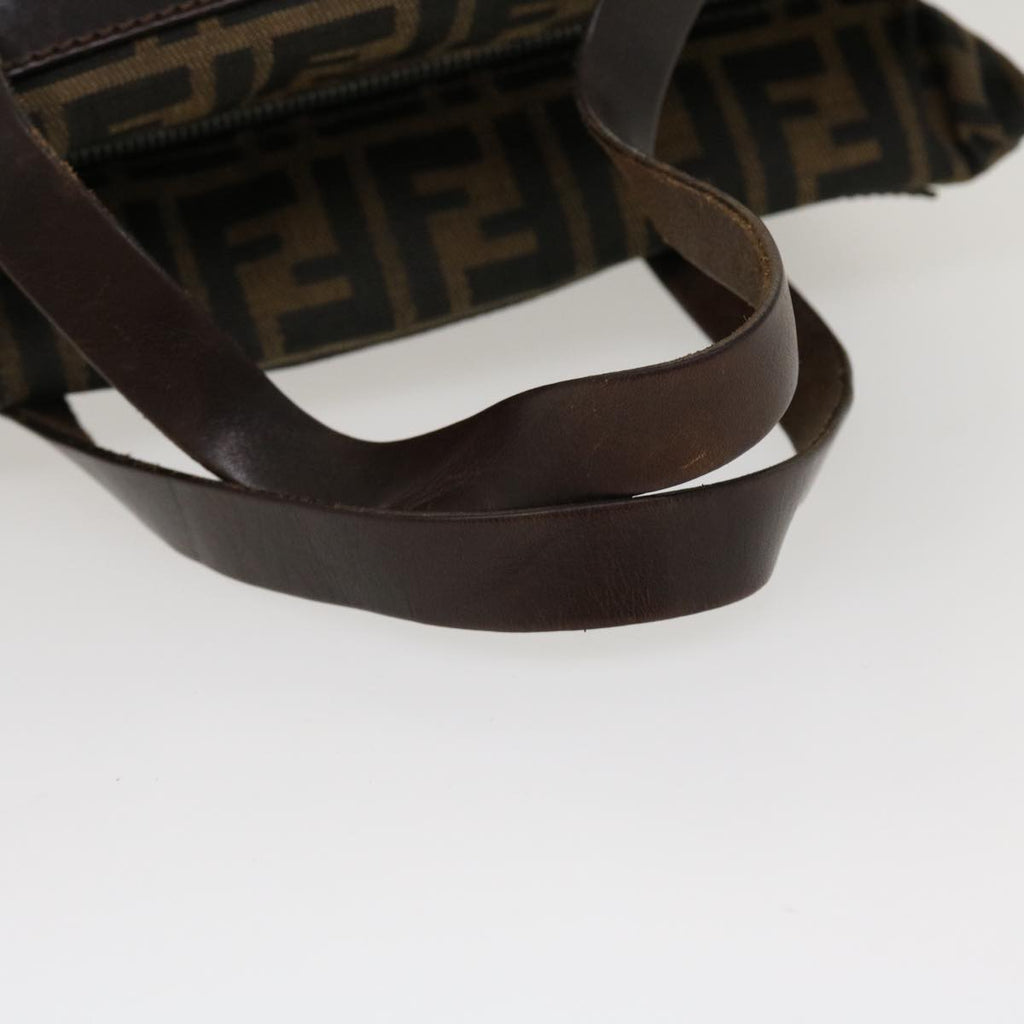 FENDI Zucca Canvas Hand Bag Nylon Brown Black rd4508
