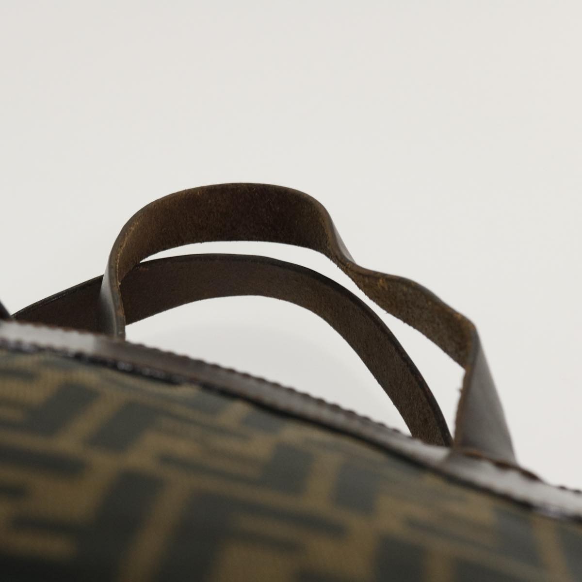 FENDI Zucca Canvas Hand Bag Nylon Brown Black rd4508