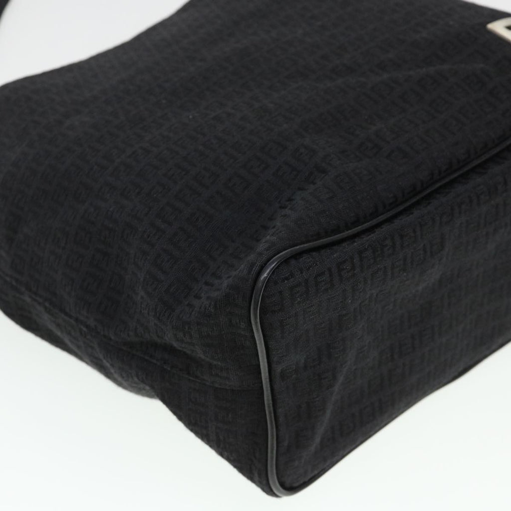 FENDI Zucchino Canvas Shoulder Bag Black rd4513