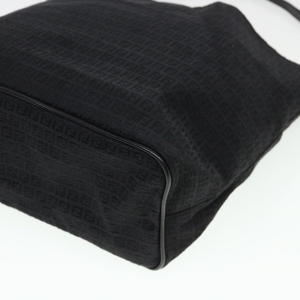 FENDI Zucchino Canvas Shoulder Bag Black rd4513