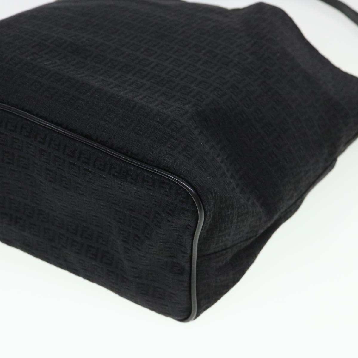 FENDI Zucchino Canvas Shoulder Bag Black rd4513