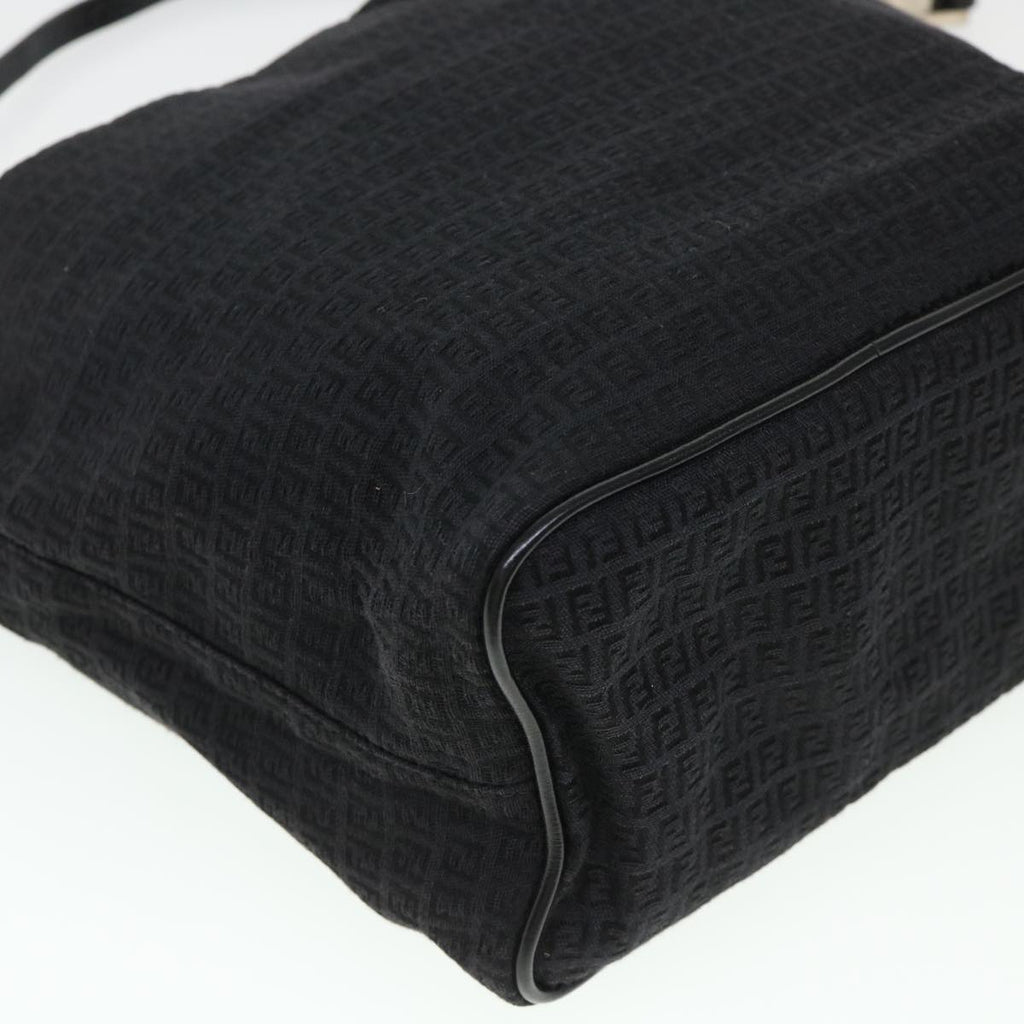 FENDI Zucchino Canvas Shoulder Bag Black rd4513