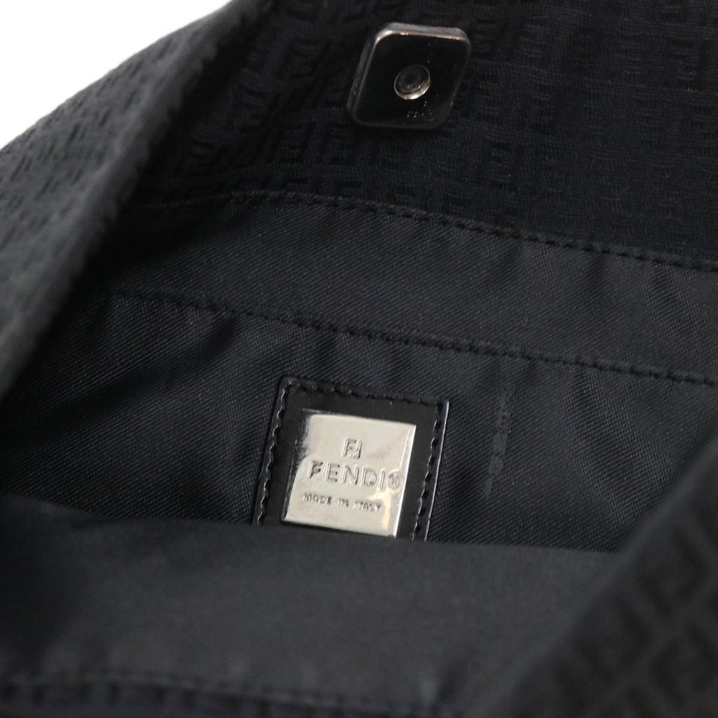 FENDI Zucchino Canvas Shoulder Bag Black rd4513