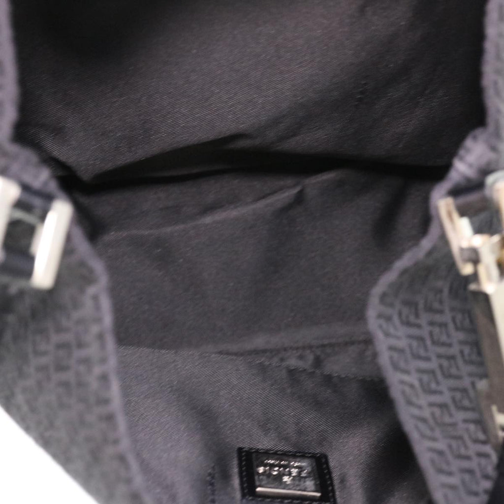 FENDI Zucchino Canvas Shoulder Bag Black rd4513
