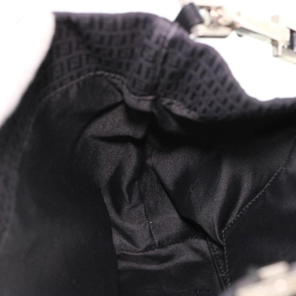FENDI Zucchino Canvas Shoulder Bag Black rd4513