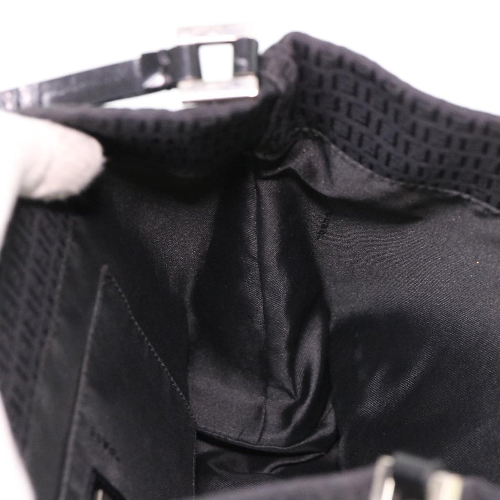 FENDI Zucchino Canvas Shoulder Bag Black rd4513