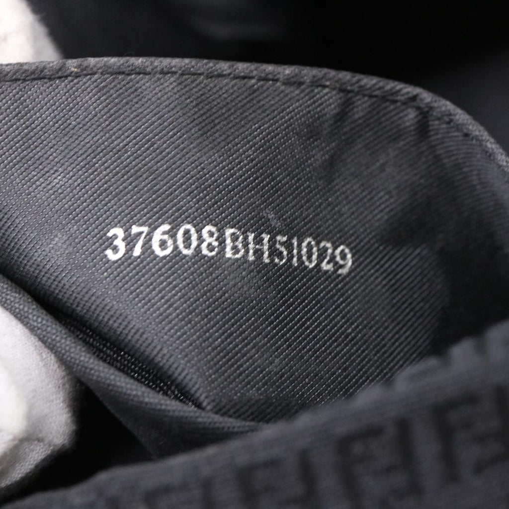 FENDI Zucchino Canvas Shoulder Bag Black rd4513