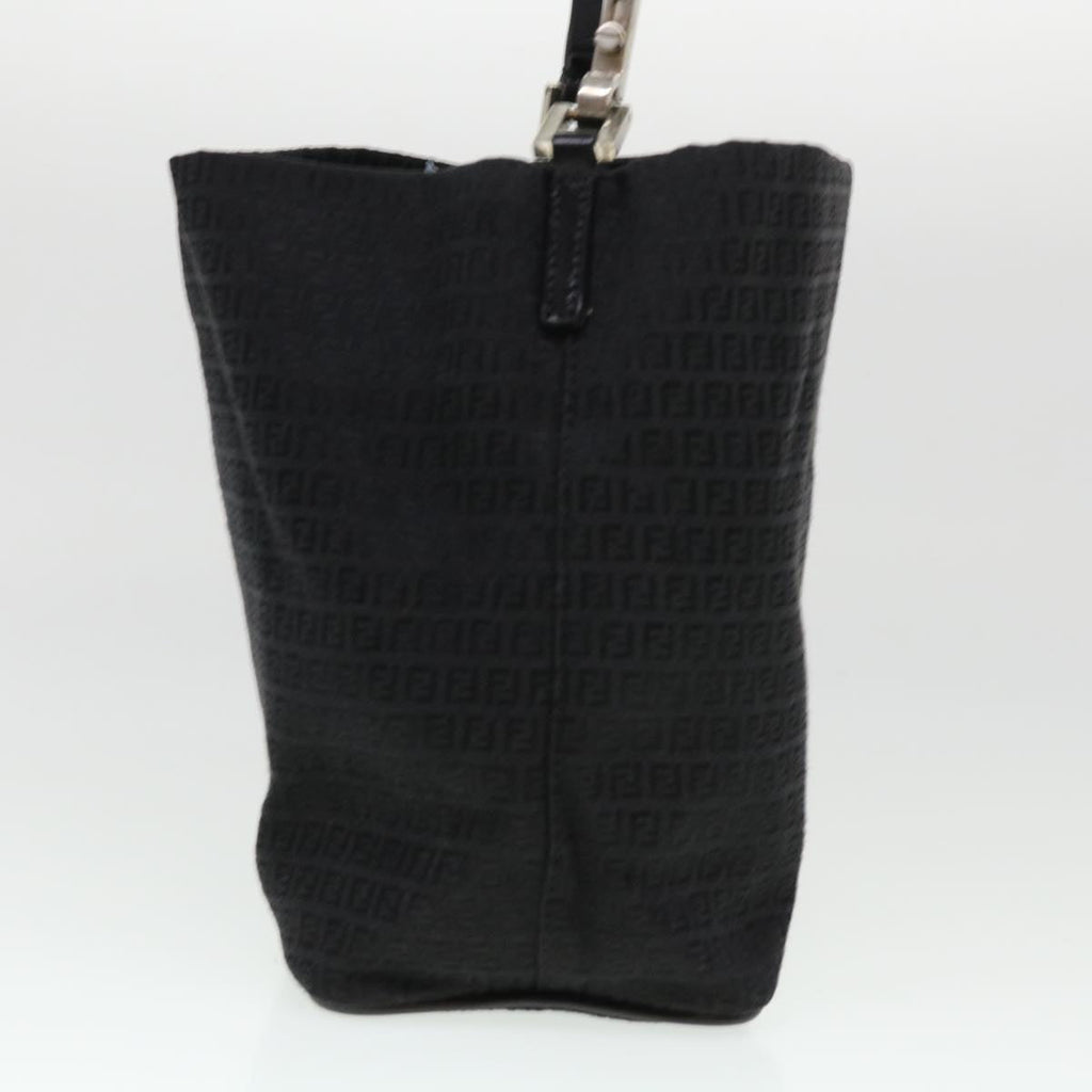 FENDI Zucchino Canvas Shoulder Bag Black rd4513