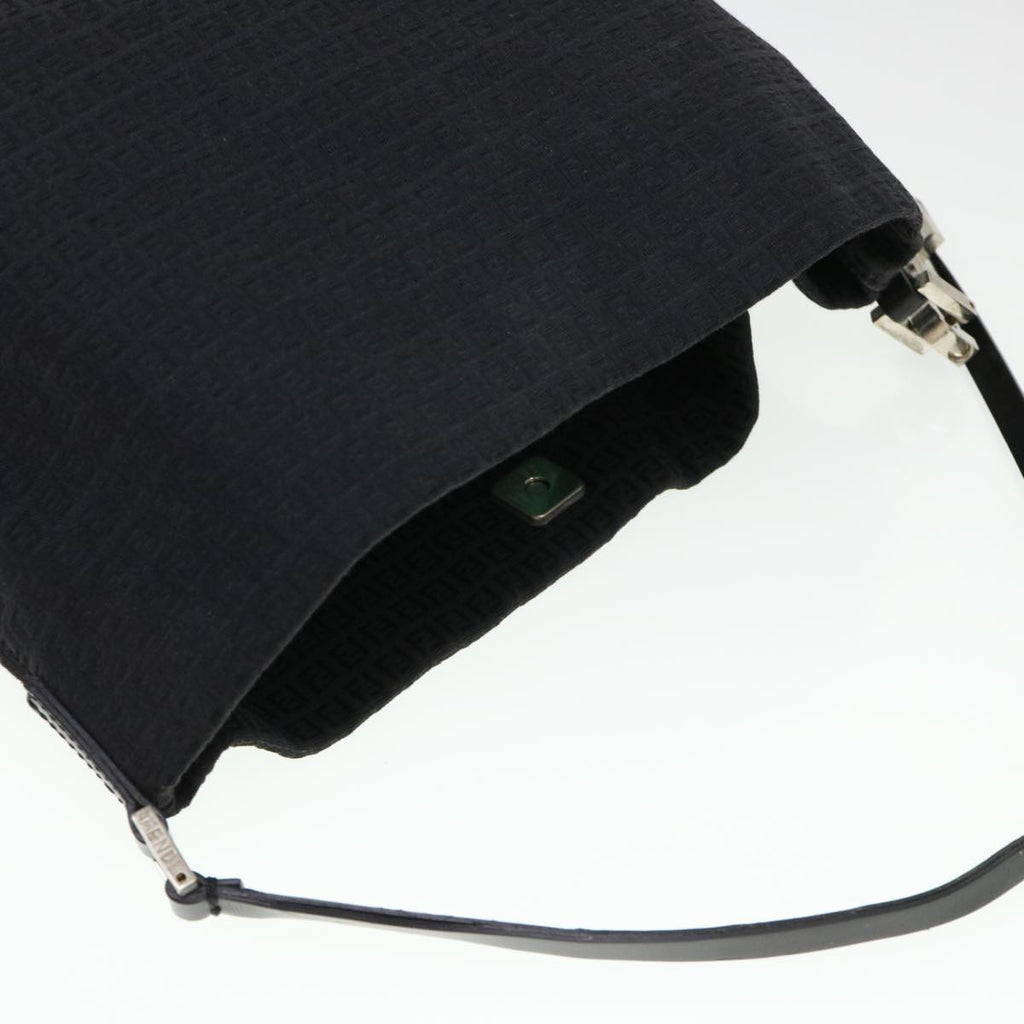 FENDI Zucchino Canvas Shoulder Bag Black rd4513