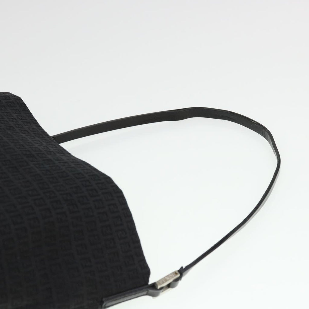 FENDI Zucchino Canvas Shoulder Bag Black rd4513