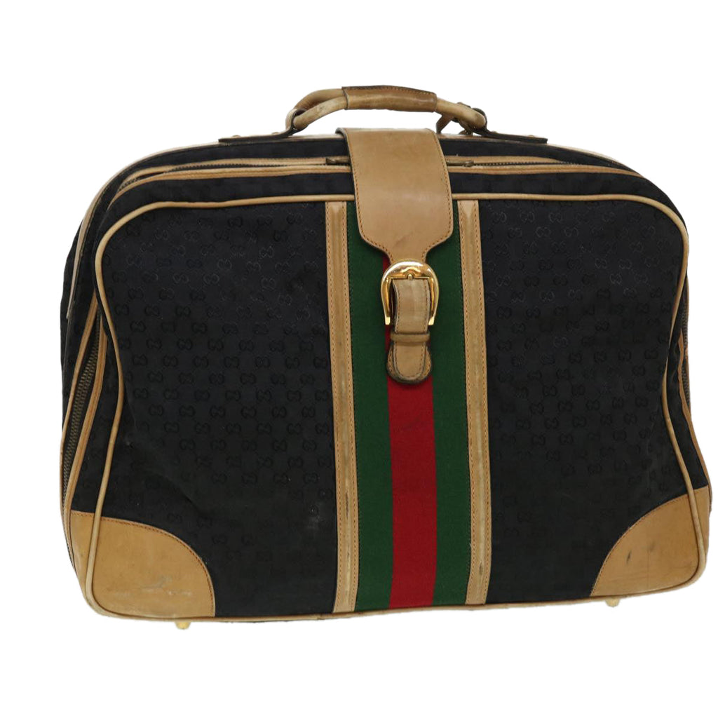 GUCCI Web Sherry Line GG Canvas Boston Bag Black Green Red rd4534