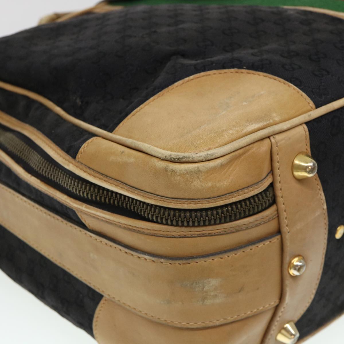 GUCCI Web Sherry Line GG Canvas Boston Bag Black Green Red rd4534