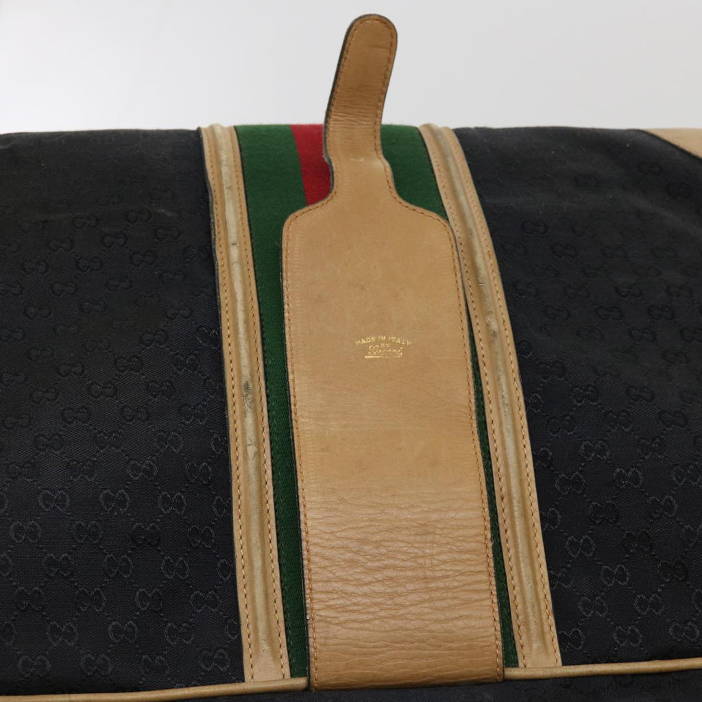 GUCCI Web Sherry Line GG Canvas Boston Bag Black Green Red rd4534
