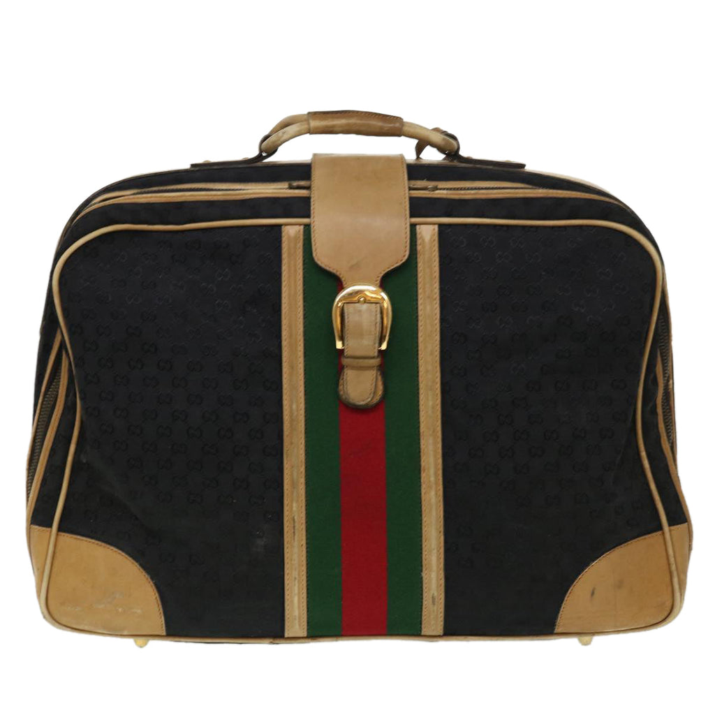 GUCCI Web Sherry Line GG Canvas Boston Bag Black Green Red rd4534