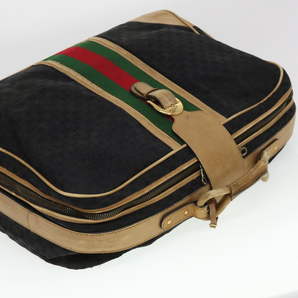 GUCCI Web Sherry Line GG Canvas Boston Bag Black Green Red rd4534