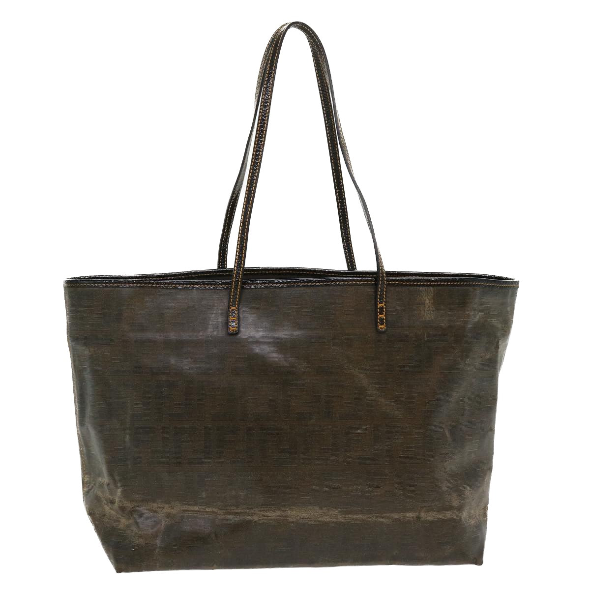 FENDI Zucca Canvas Tote Bag Coated Canvas Brown Yellow rd4550