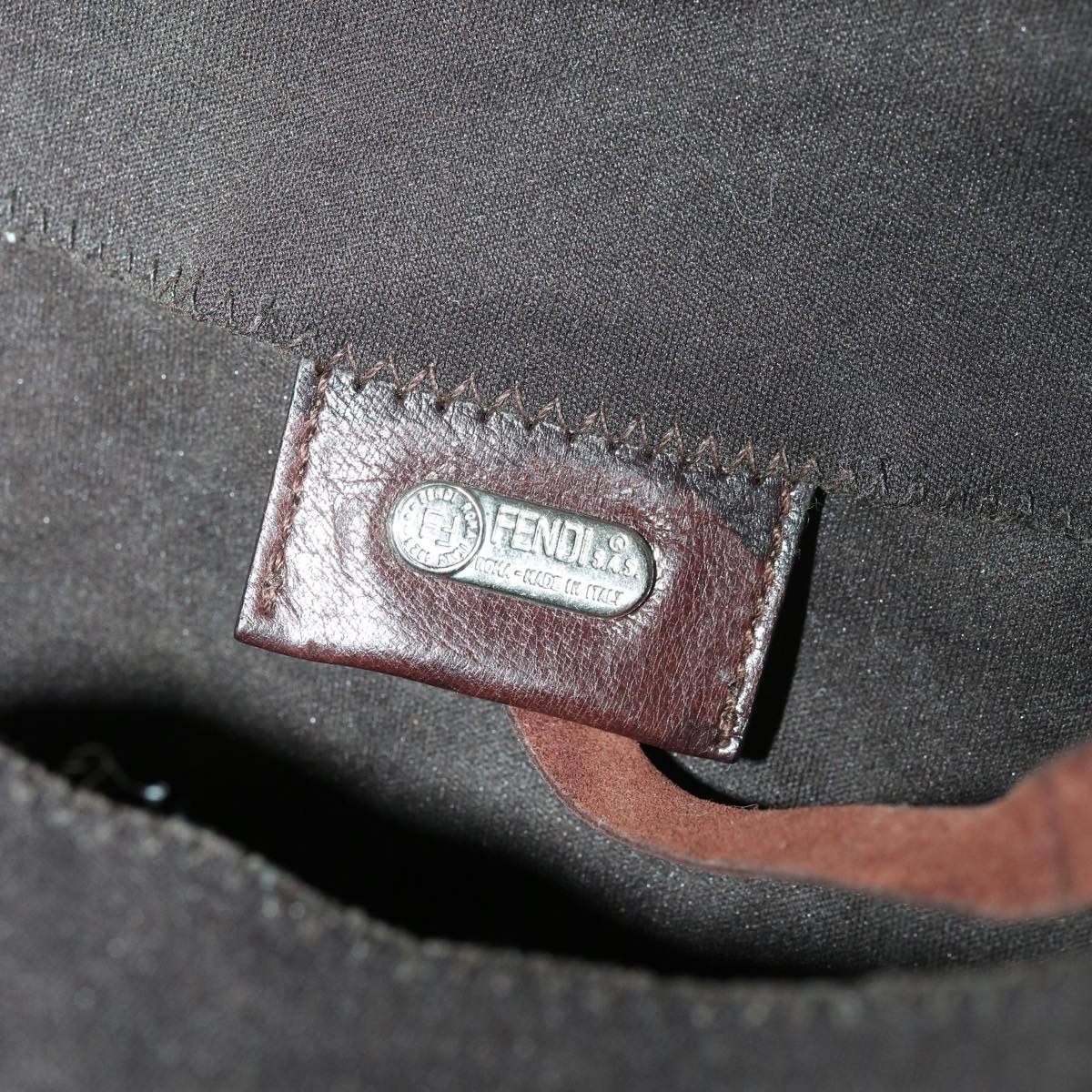 FENDI Hand Bag Nylon Brown rd4558