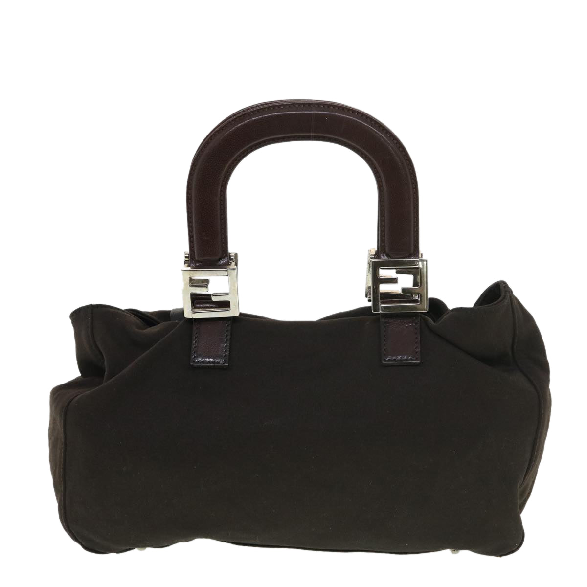 FENDI Hand Bag Nylon Brown rd4558