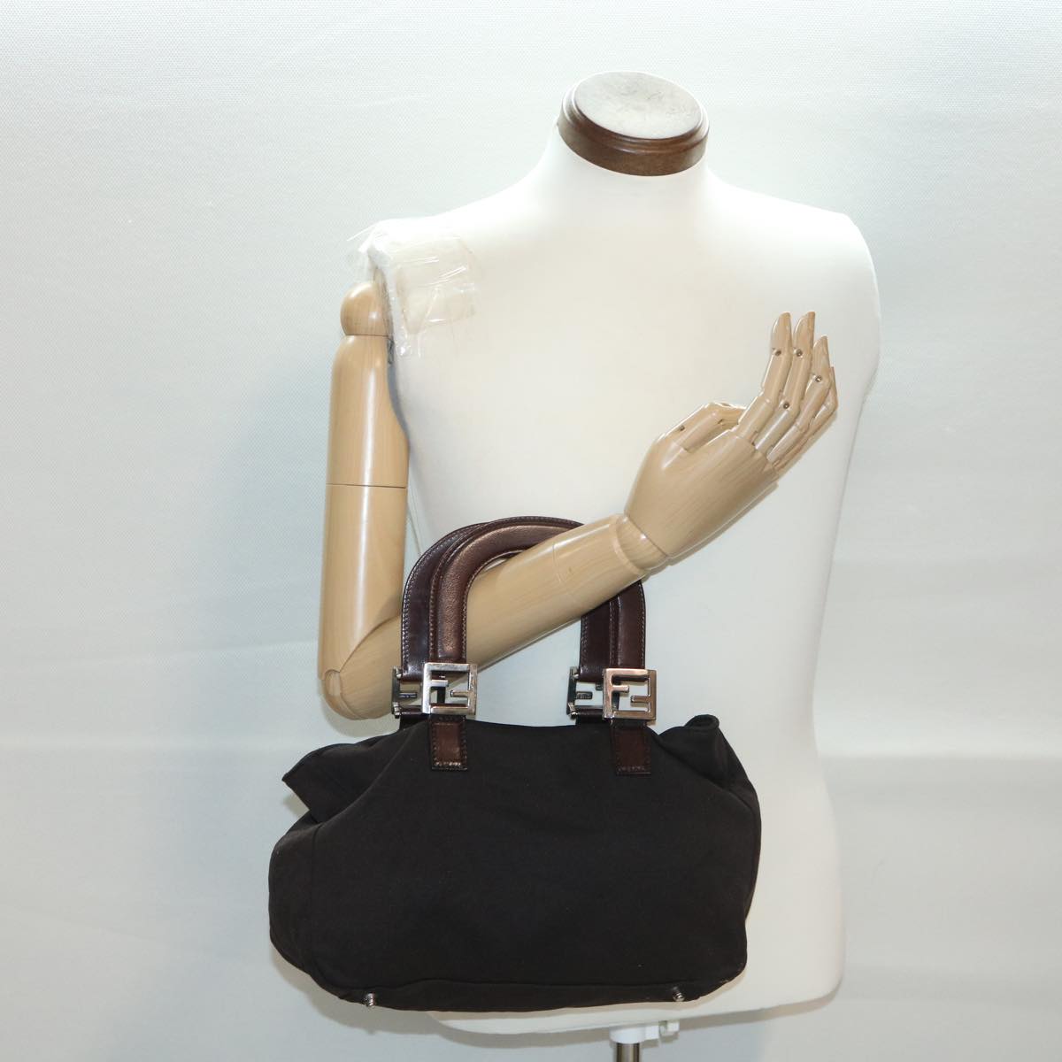 FENDI Hand Bag Nylon Brown rd4558