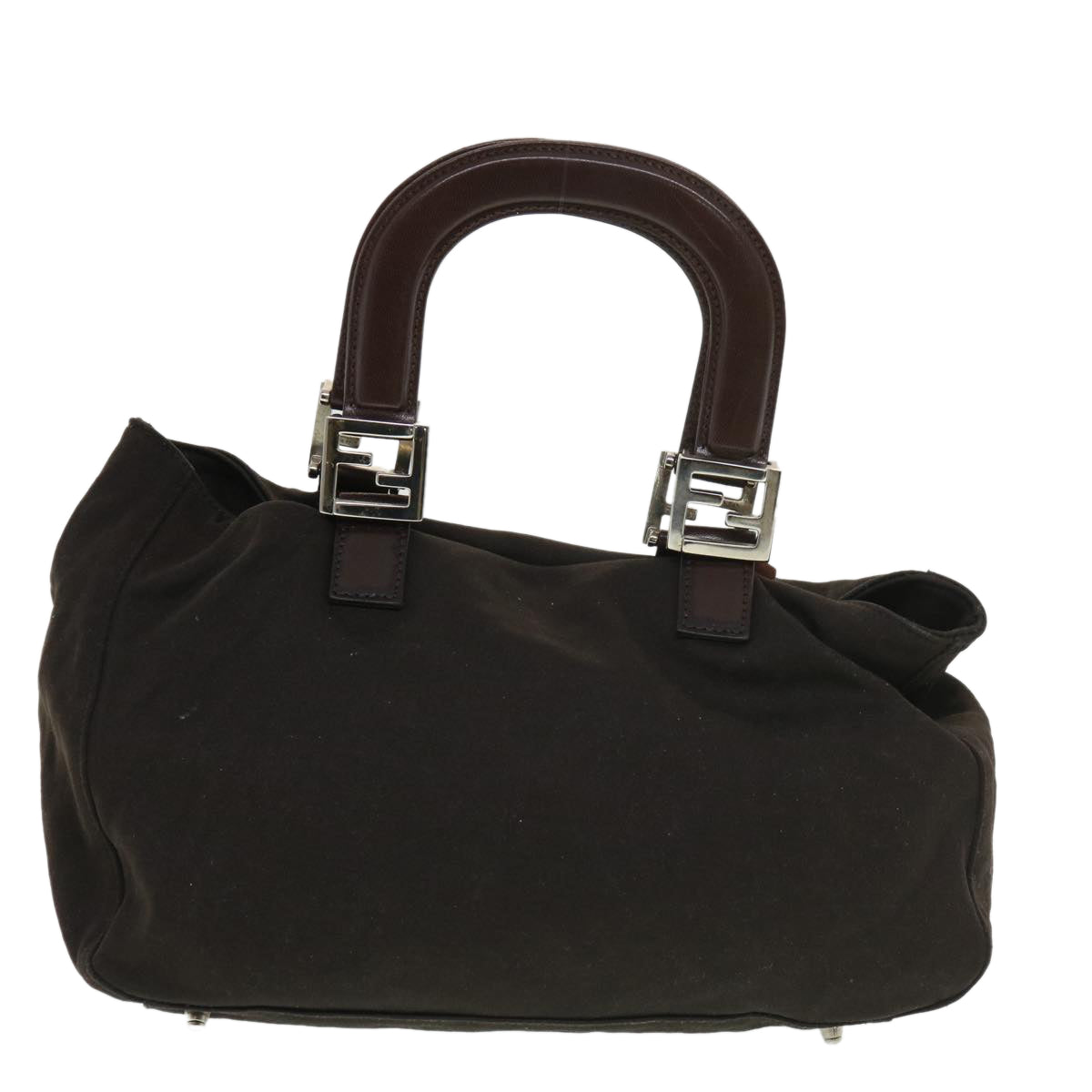 FENDI Hand Bag Nylon Brown rd4558