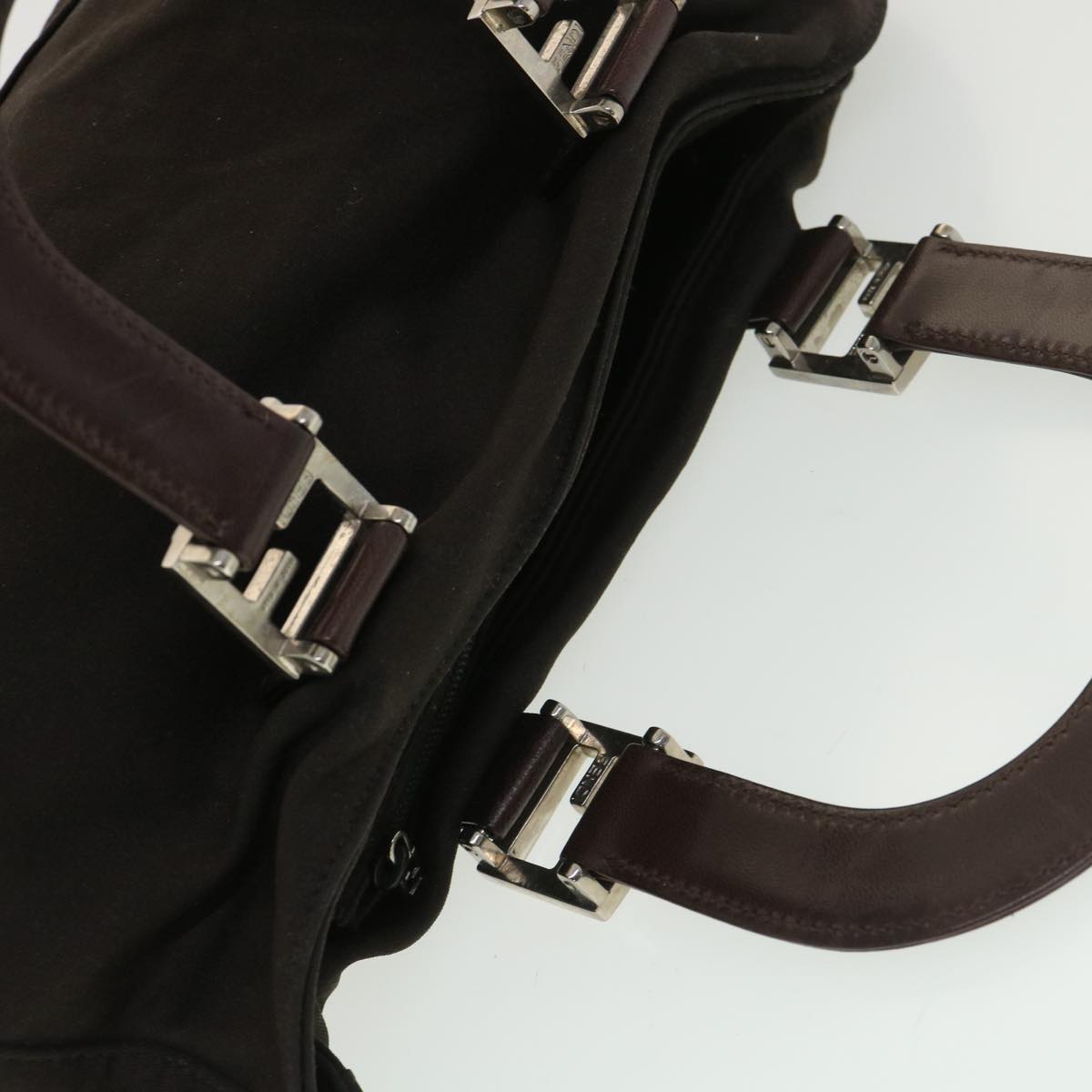 FENDI Hand Bag Nylon Brown rd4558