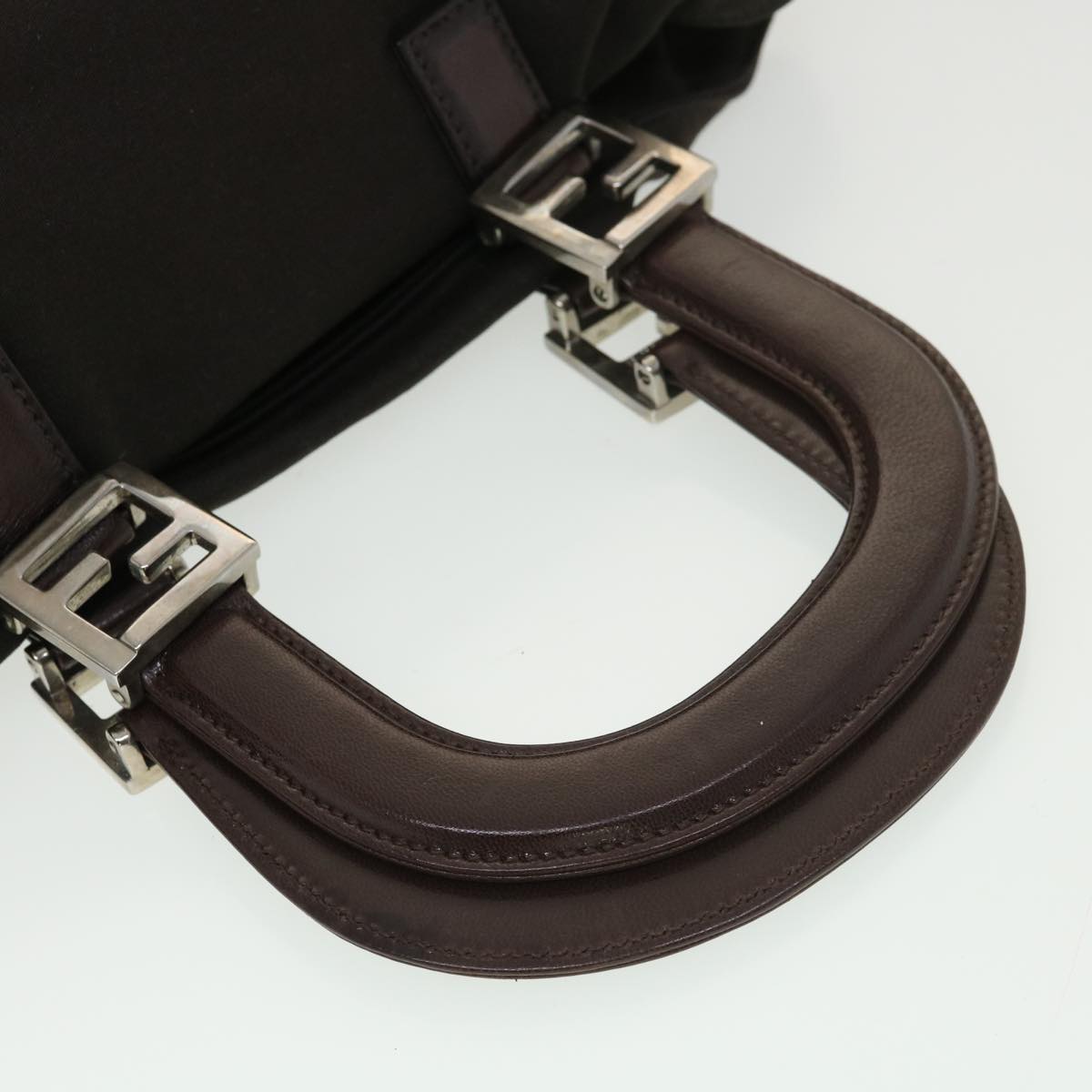 FENDI Hand Bag Nylon Brown rd4558