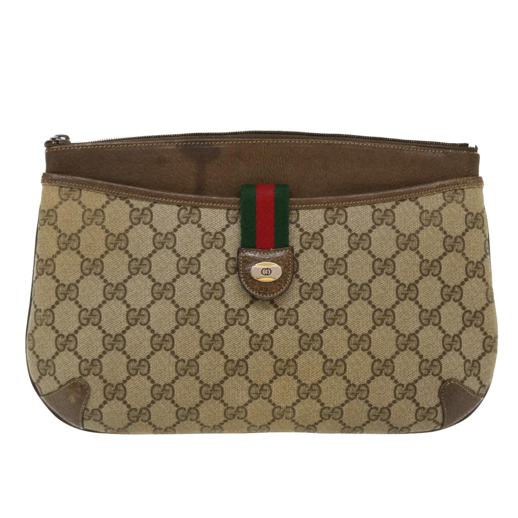 GUCCI Web Sherry Line GG Canvas Boston Bag PVC Leather Beige Green Red rd4560