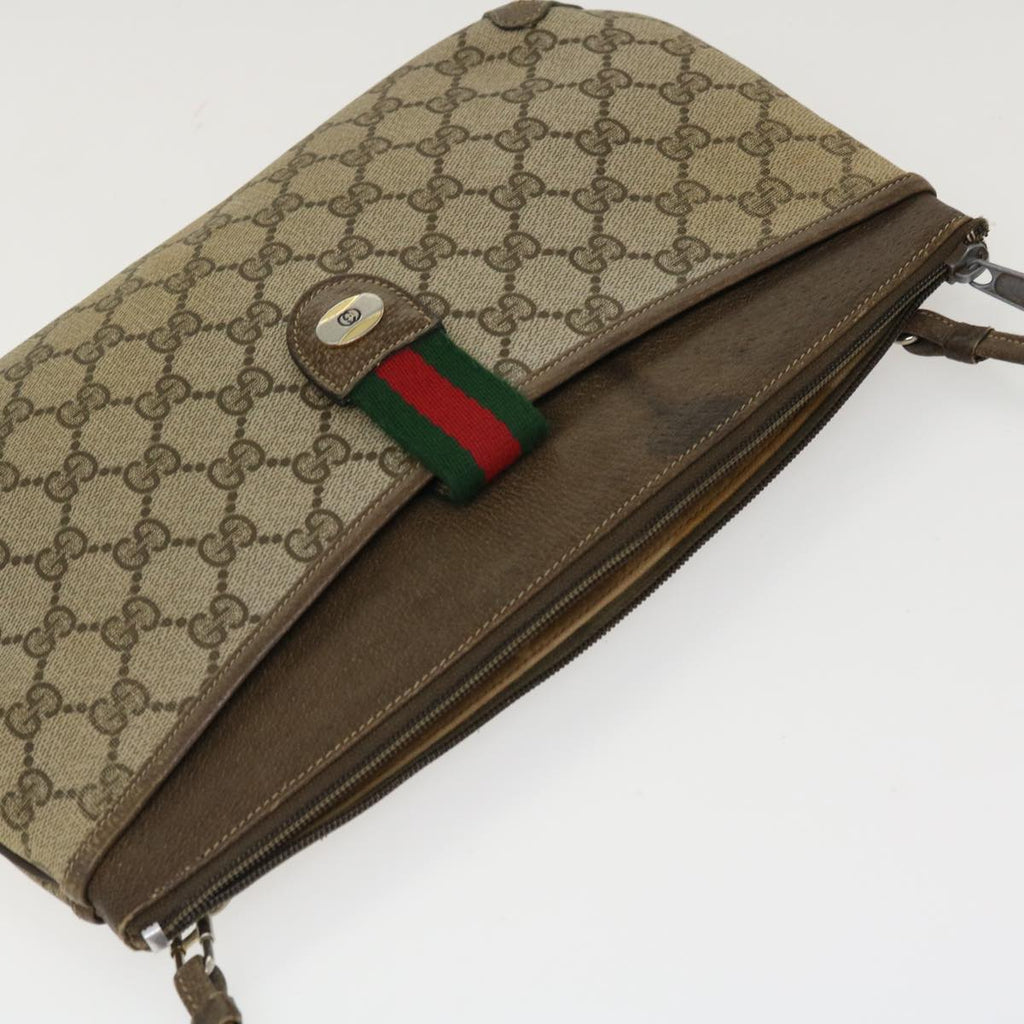 GUCCI Web Sherry Line GG Canvas Boston Bag PVC Leather Beige Green Red rd4560