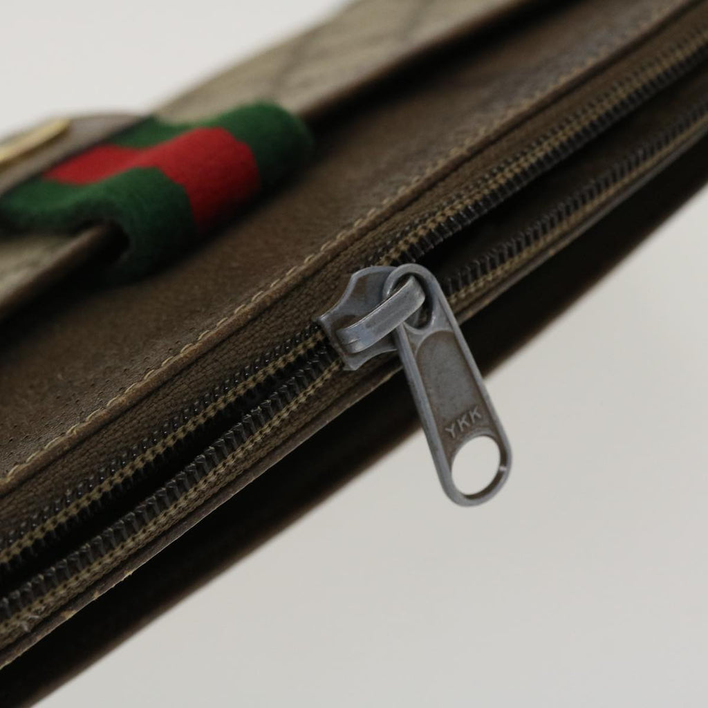 GUCCI Web Sherry Line GG Canvas Boston Bag PVC Leather Beige Green Red rd4560