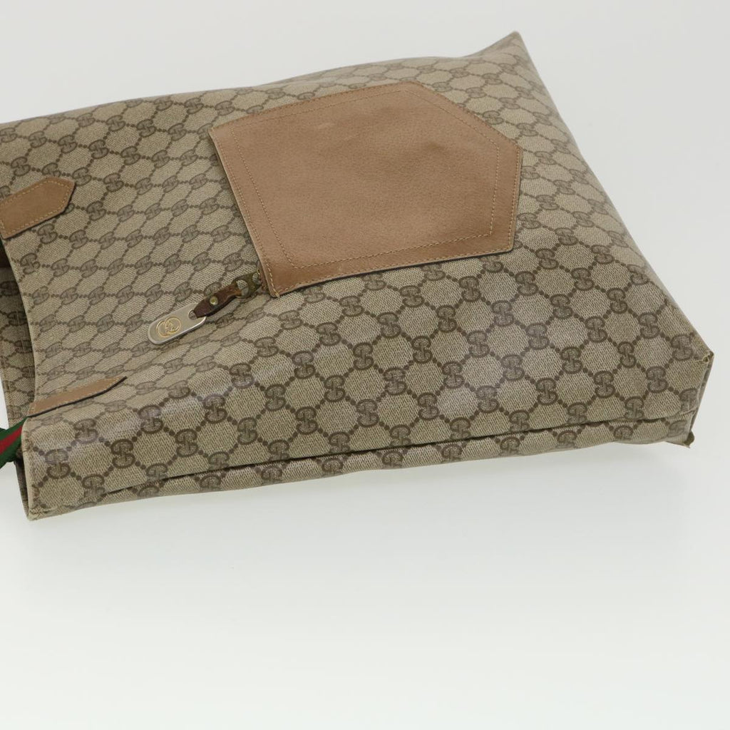 GUCCI Web Sherry Line GG Canvas Tote Bag PVC Leather Beige Green Red rd4576