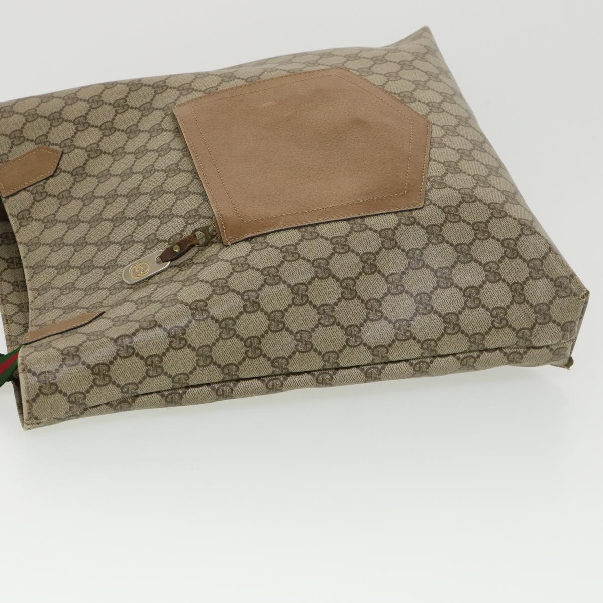 GUCCI Web Sherry Line GG Canvas Tote Bag PVC Leather Beige Green Red rd4576