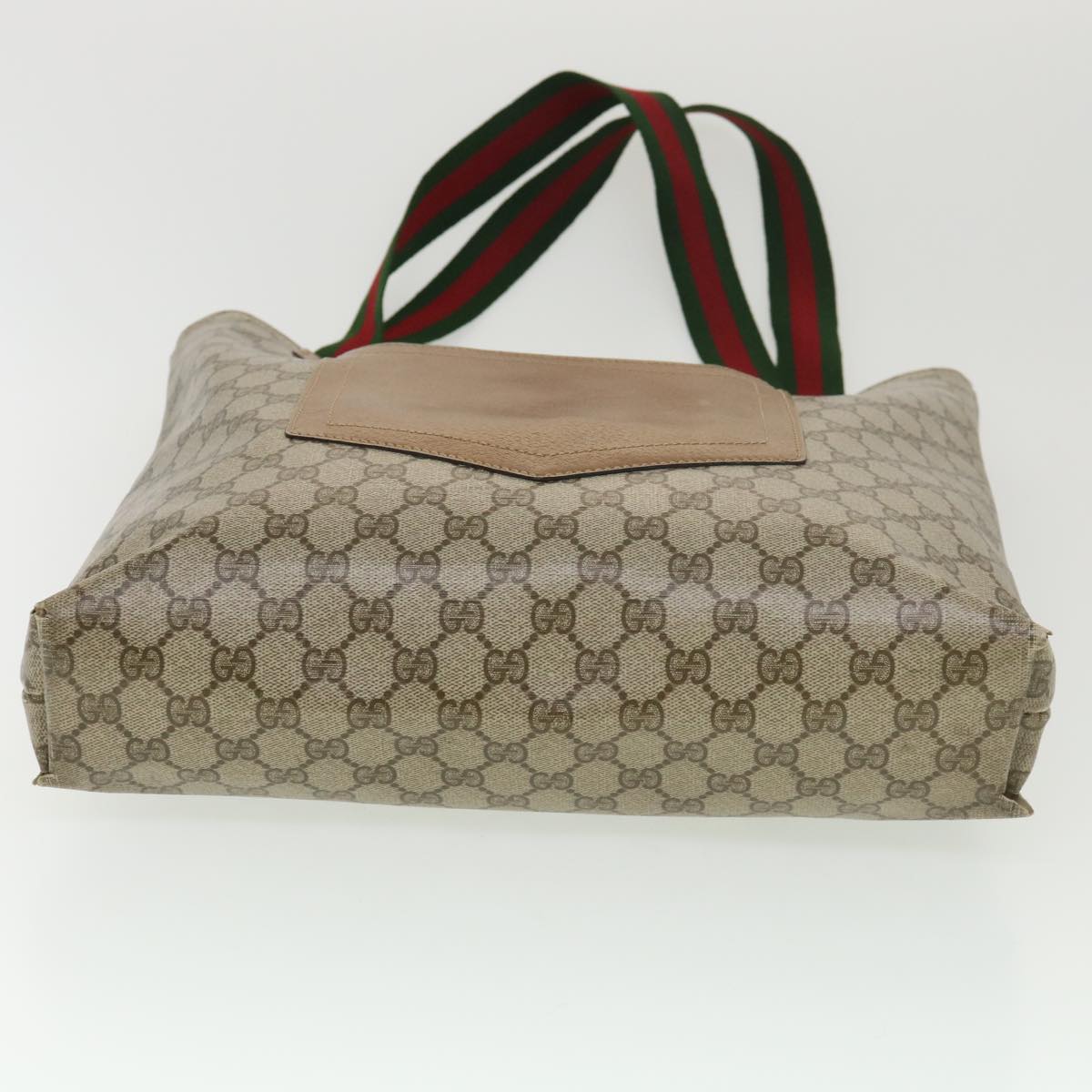 GUCCI Web Sherry Line GG Canvas Tote Bag PVC Leather Beige Green Red rd4576