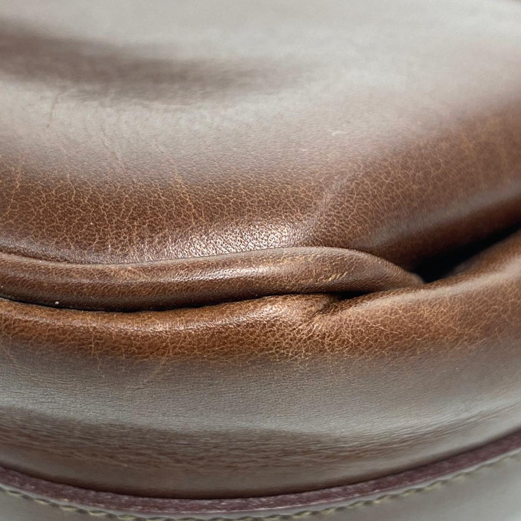 GUCCI Leather Shoulder Bag Brown rd458