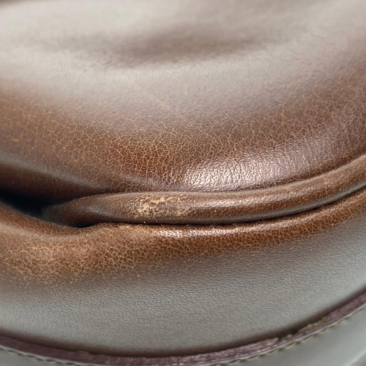 GUCCI Leather Shoulder Bag Brown rd458