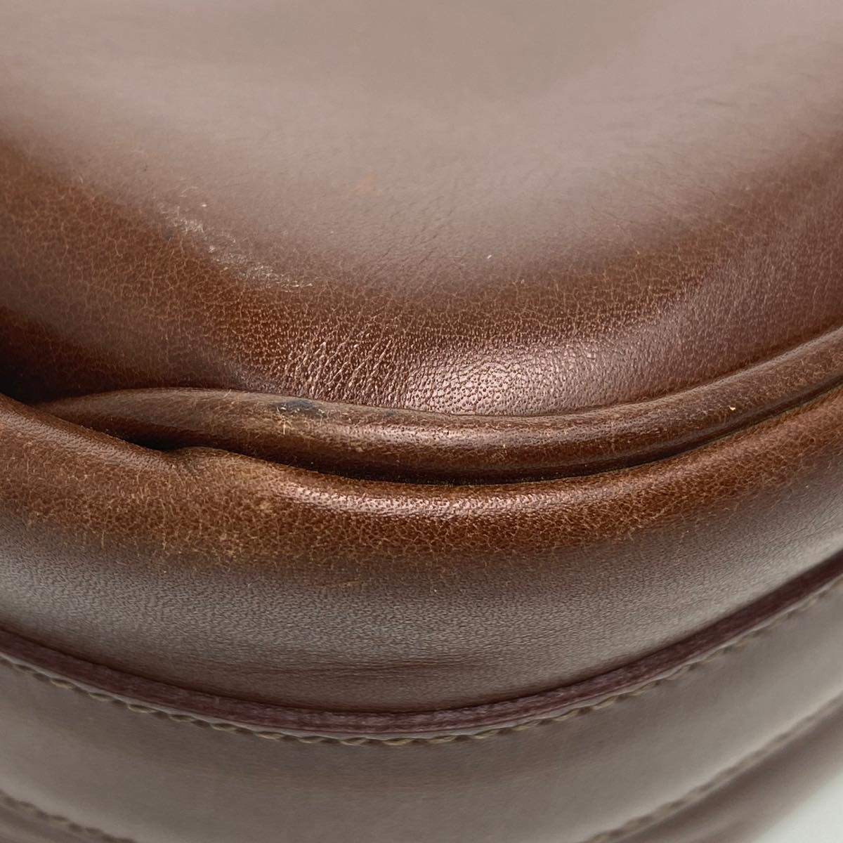 GUCCI Leather Shoulder Bag Brown rd458