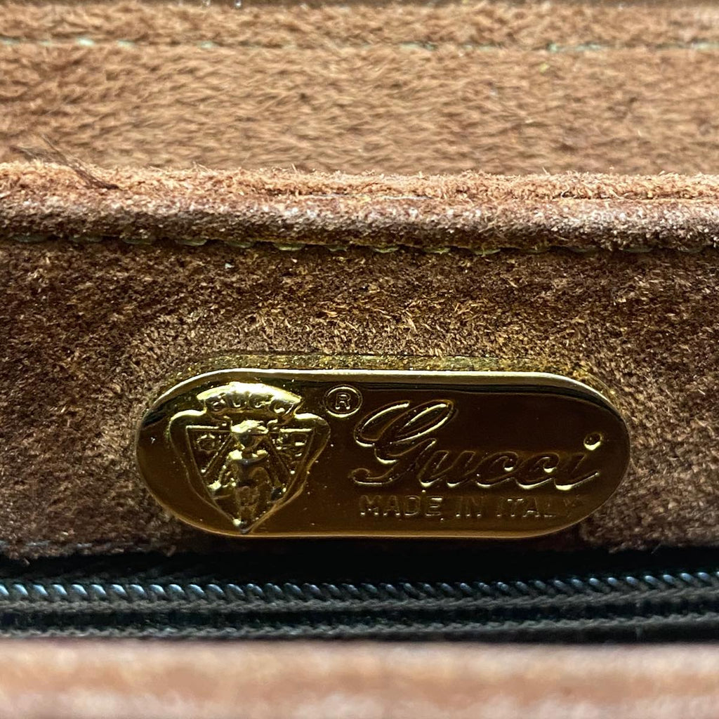 GUCCI Leather Shoulder Bag Brown rd458