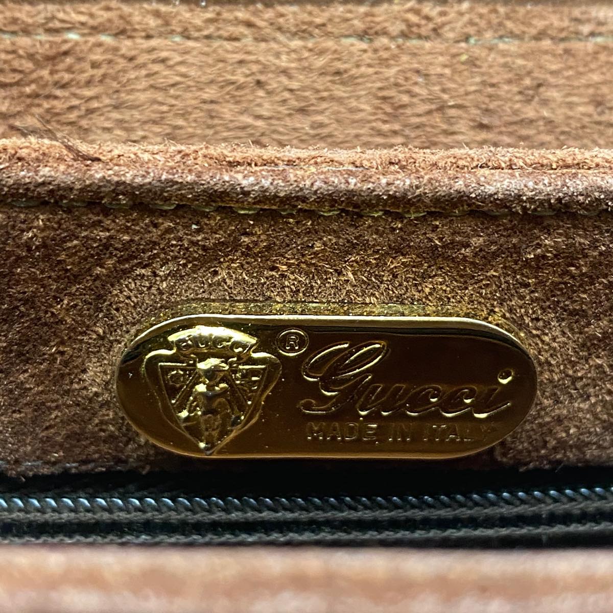 GUCCI Leather Shoulder Bag Brown rd458