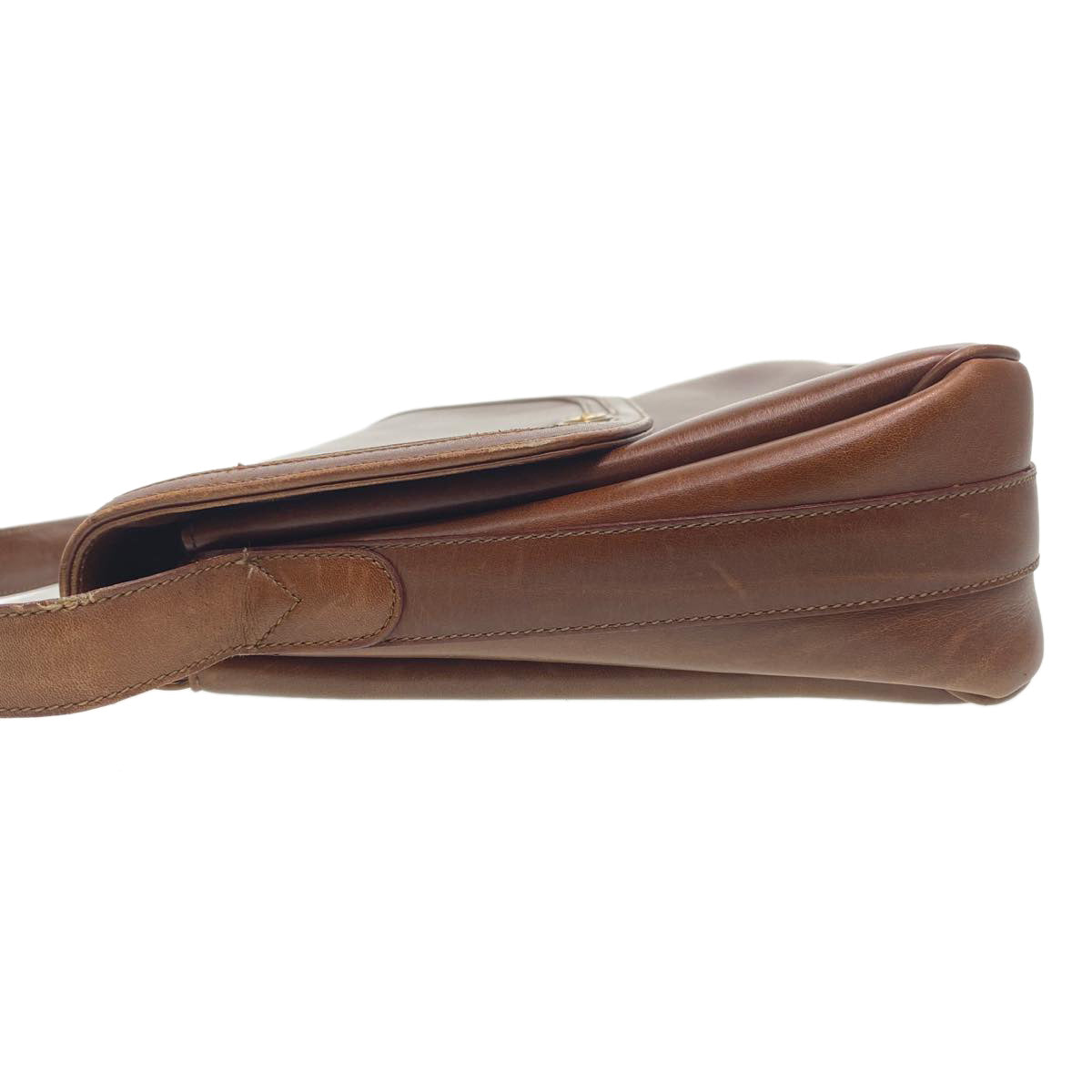 GUCCI Leather Shoulder Bag Brown rd458