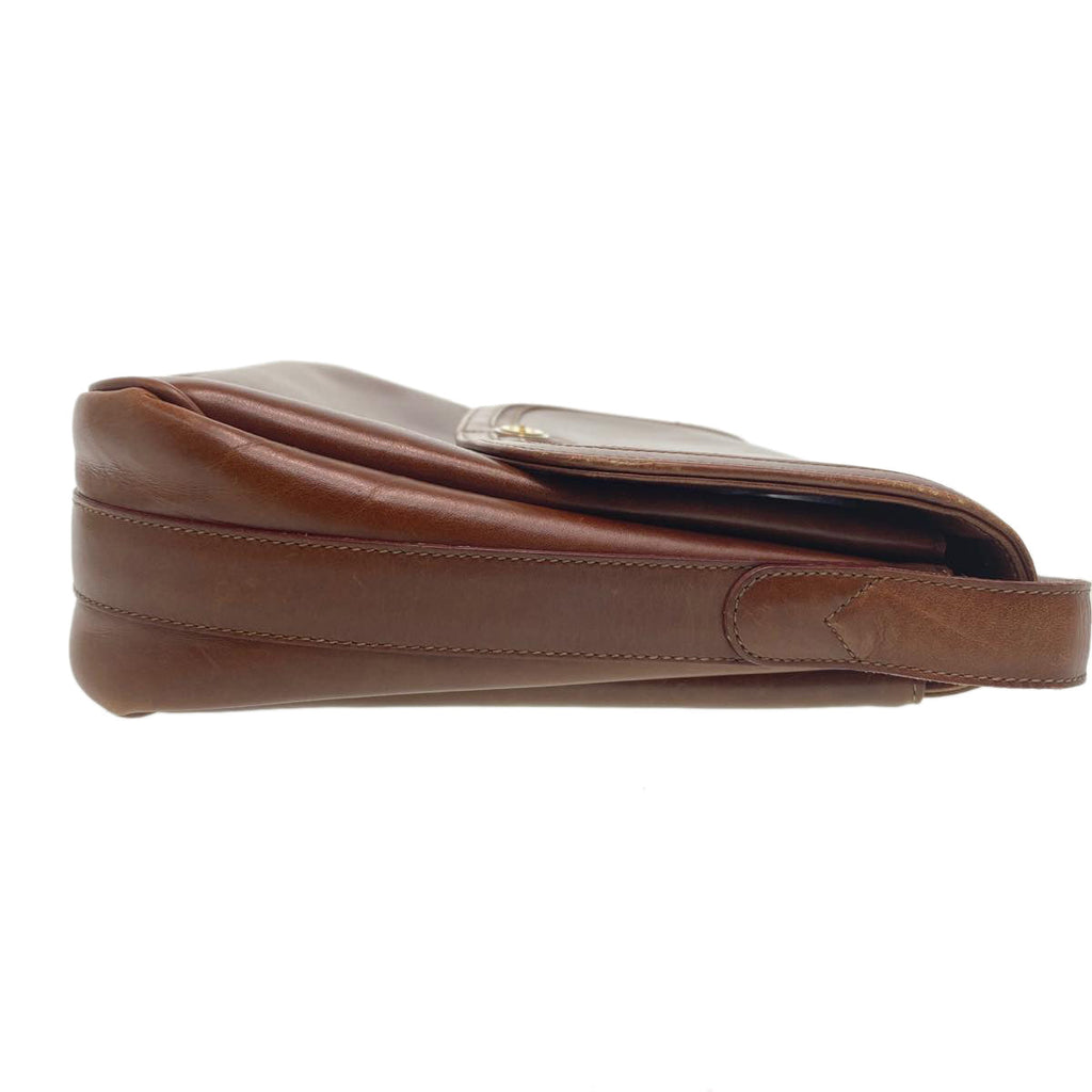 GUCCI Leather Shoulder Bag Brown rd458