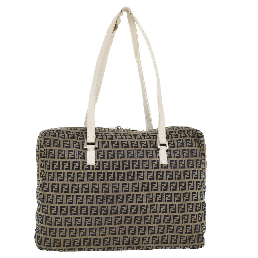 FENDI Zucchino Canvas Shoulder Bag Nylon Navy rd4608