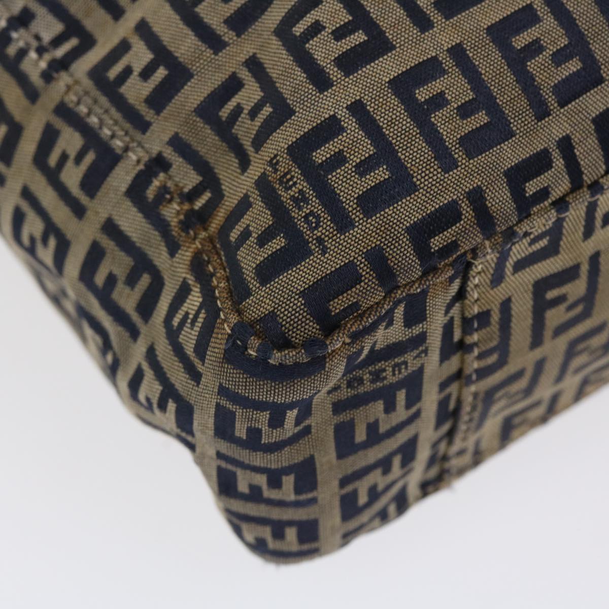 FENDI Zucchino Canvas Shoulder Bag Nylon Navy rd4608