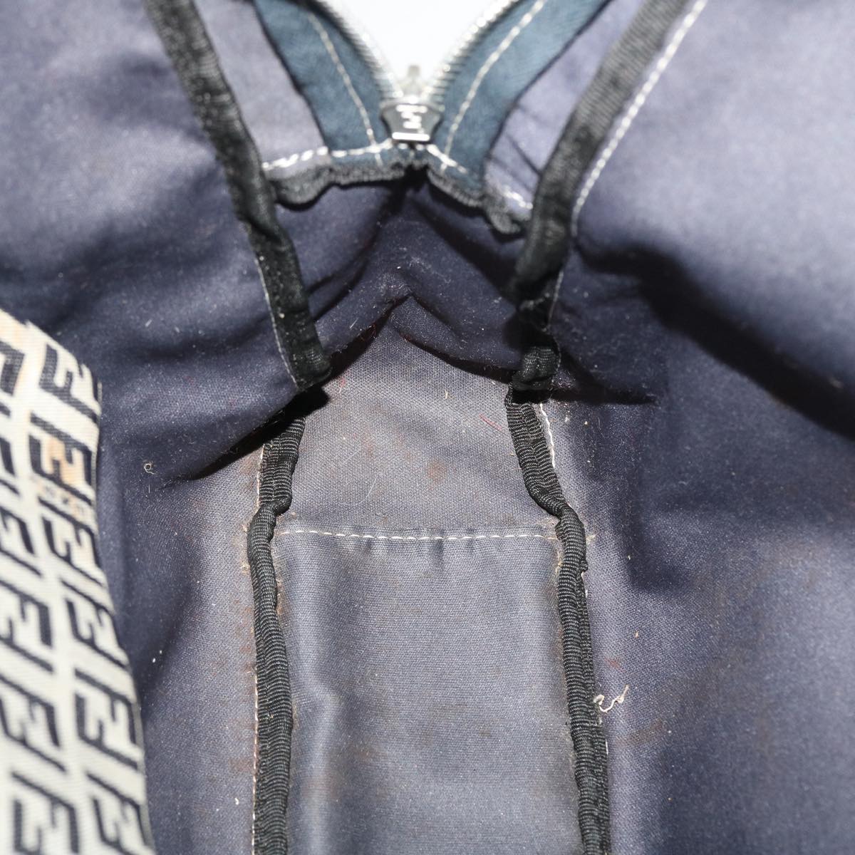 FENDI Zucchino Canvas Shoulder Bag Nylon Navy rd4608