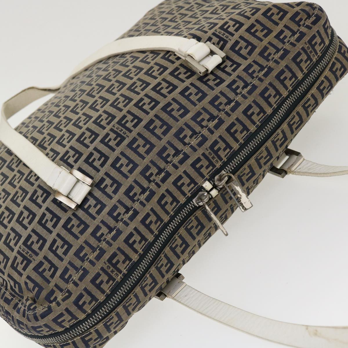 FENDI Zucchino Canvas Shoulder Bag Nylon Navy rd4608
