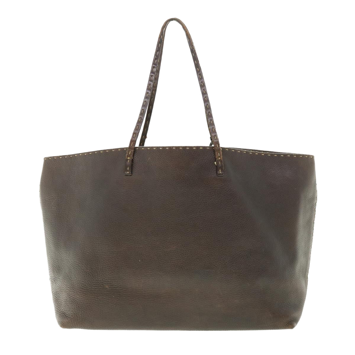 FENDI Tote Bag Leather Brown Auth rd4683
