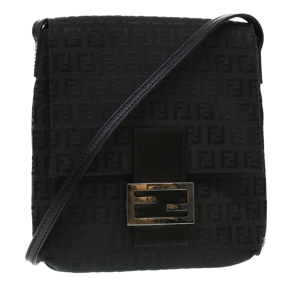 FENDI Zucchino Canvas Shoulder Bag Black 2288-8BT075-JQ5-088 rd4687