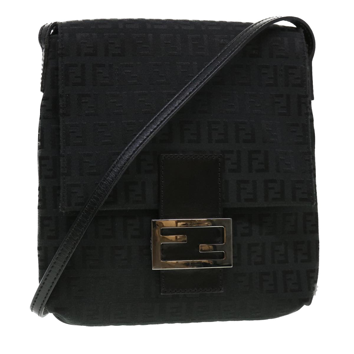 FENDI Zucchino Canvas Shoulder Bag Black 2288-8BT075-JQ5-088 rd4687