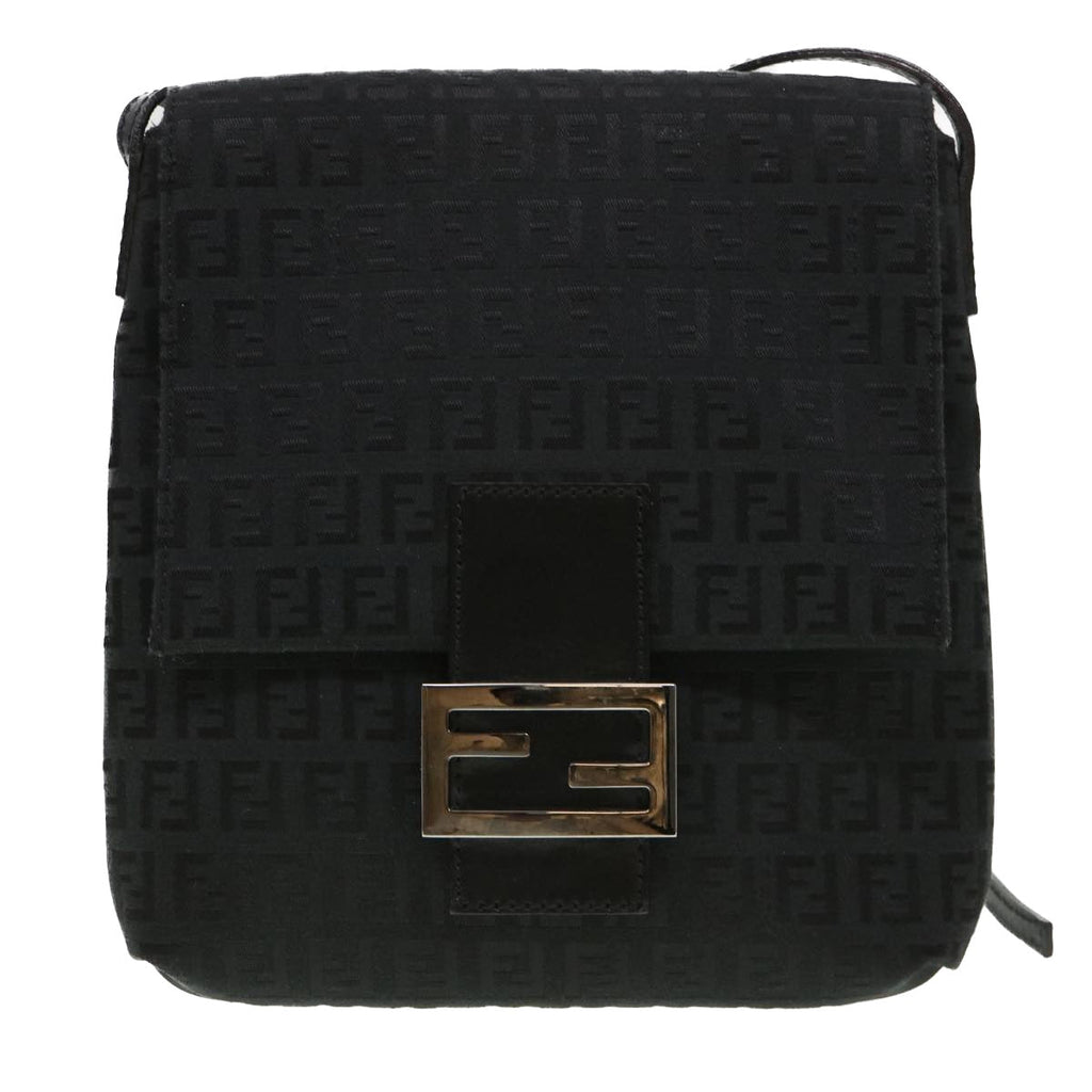 FENDI Zucchino Canvas Shoulder Bag Black 2288-8BT075-JQ5-088 rd4687